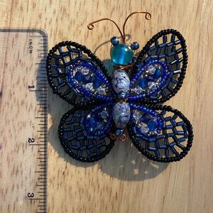 Unique Beaded & Wired Butterfly Handmade Brooch. Excellent condition.
